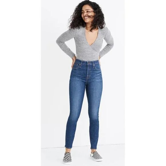 Madewell Curvy High-Rise Skinny Jeans Cotton Stretch Denim Blue Moreaux Wash 27 - Picture 1 of 8